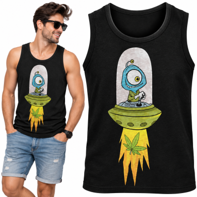 TANK TOP ŚMIESZNY ALIEN CANNABIS